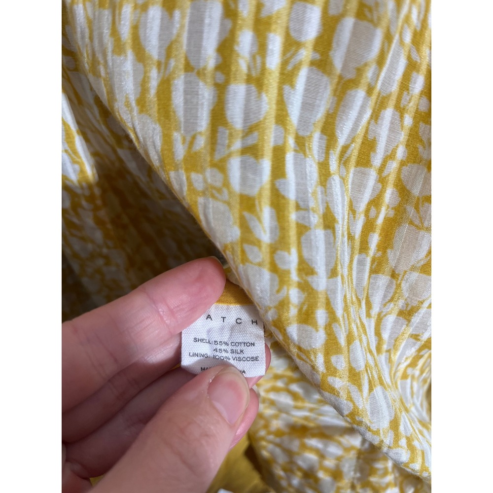 HATCH Kenzie Maternity Mini Dress in Yellow Floral Crinkle with Pockets - Picture 13 of 15
